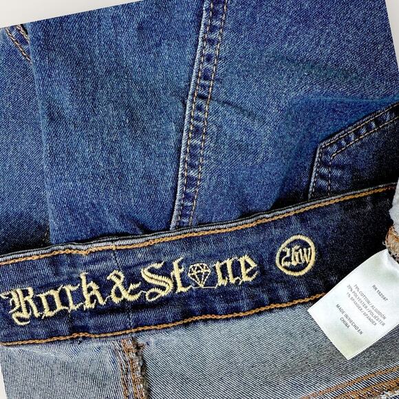 Rock & Stone Denim Bermuda Blue Jeans Shorts Raw Hem Stretchy Plus Size 26W - Picture 13 of 13